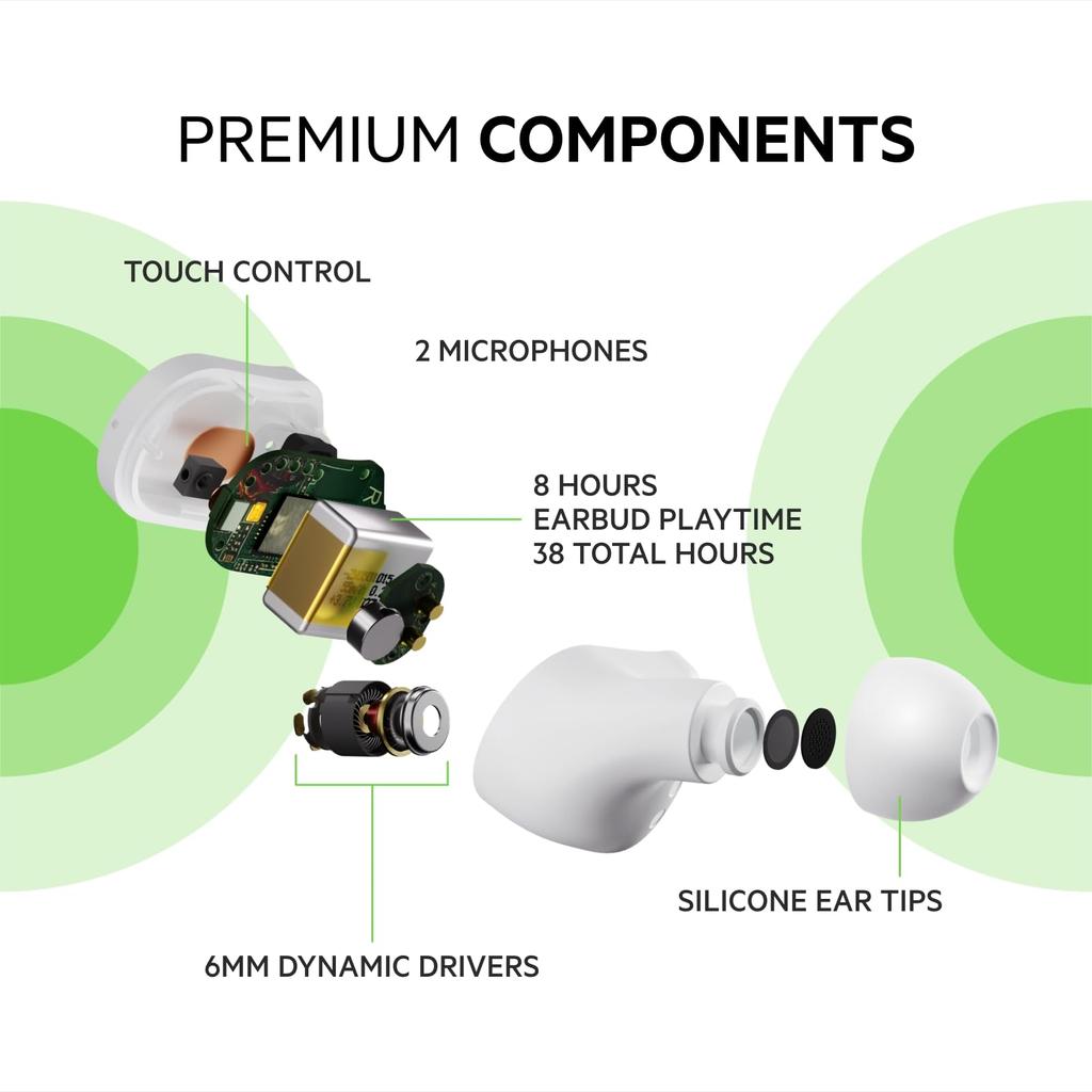 Belkin SOUNDFORM Play Полностью беспроводные наушники Bluetooth 6 мм Драйвер 4 Микрофон Технология вызова Подавление шума вызова До 38 часов музыки