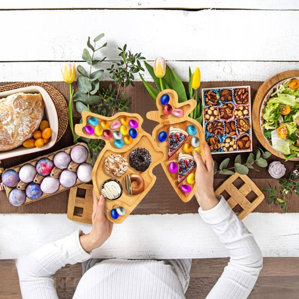 Rustic Style Wooden Serving Platter Rabbit Easter Rabbit Candy Plates  Tea Snacks