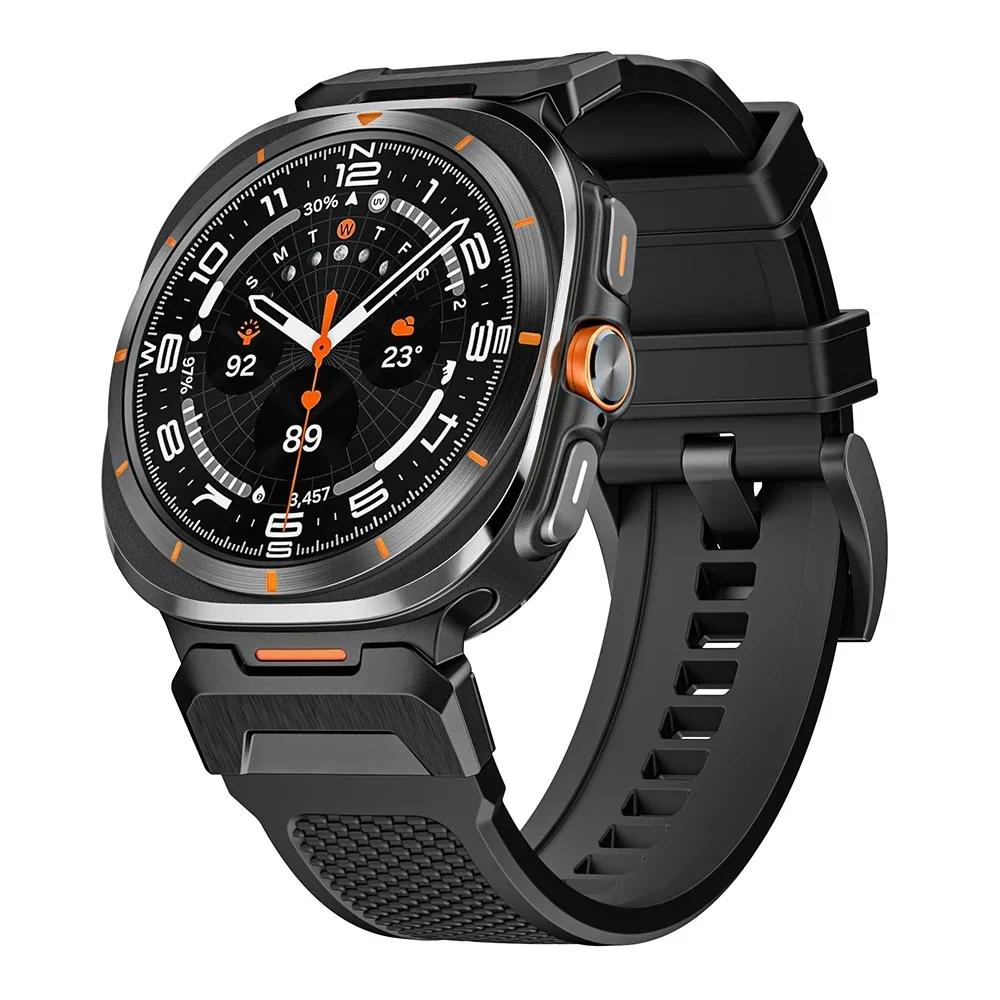 Silicone Bracelet for Samsung Galaxy Ultra Watch 47mm Rubber Men Band Metal Connector Strap for SAMSUNG galaxy watch 7 ULTRA 47