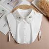 Adult Detachable Shirt Fake Collar Women Solid Color Lace Beads False Collar Blouse Tops Sweater Decorative Half Shirt Decor
