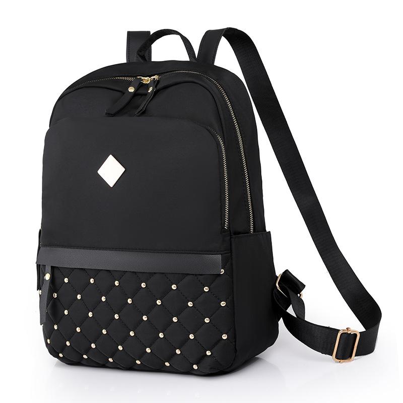Модный рюкзак с заклепками и ромбовидной линией, женский рюкзак, повседневная дорожная сумка, дорожный рюкзак