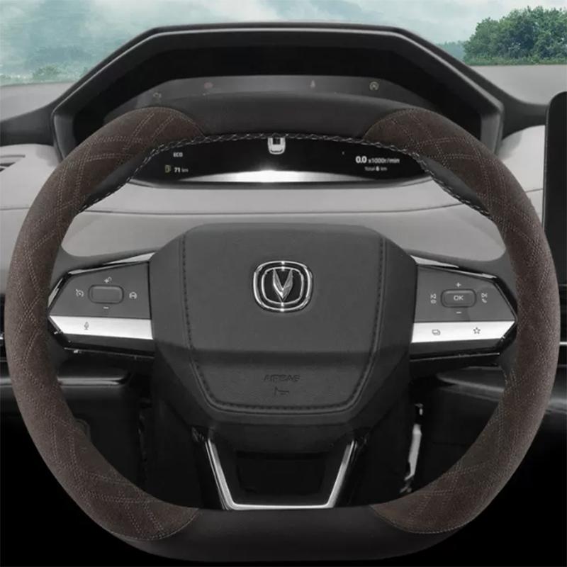 Чехол на руль для Changan CS55 Plus Unik Univ, автомобильные декоративные аксессуары, замшевый двойной D-тип, противоскользящий