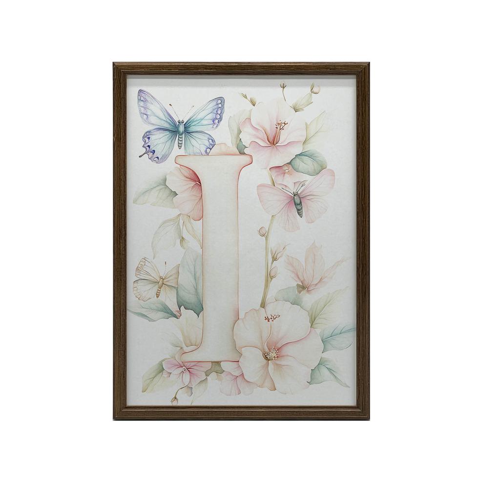 Plakat "I" Z Kwiatami Hibiskusa Plakat "I" Z Kwiatami Hibiskusa, 70X100 Cm, Rama Drewniana Jasny Dąb, Papier Matowy 230 Gsm