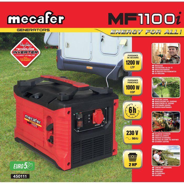 Groupe électrogène essence - Inverter - Mecafer - MF1100i 4L 2 HP - 1000 W