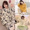 2 Pieces Set Maternity Spring Fall Pajamas Comfortable Cute Cartoon Homewear Pregnant Women's Clothing Long-Sleeved Loungewear