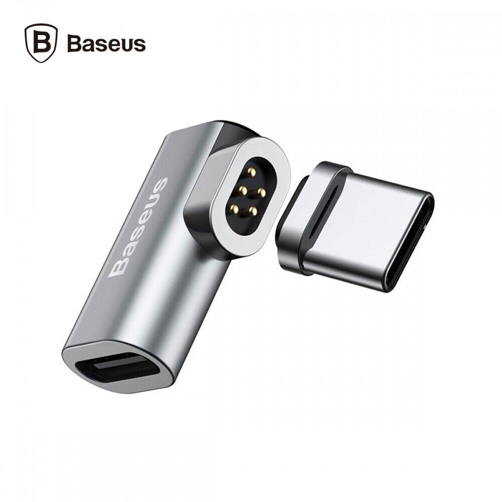 Миниатюрный магнитный угловой адаптер Baseus USB Type-C Серый металлический магнитный адаптер