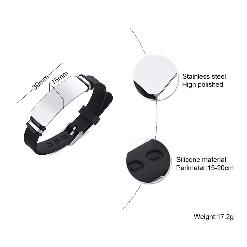 Personalized Custom Engraved Mens Bracelets Customized Lettering LOGO Silicone Bracelet To My Husband Son Gifts Men