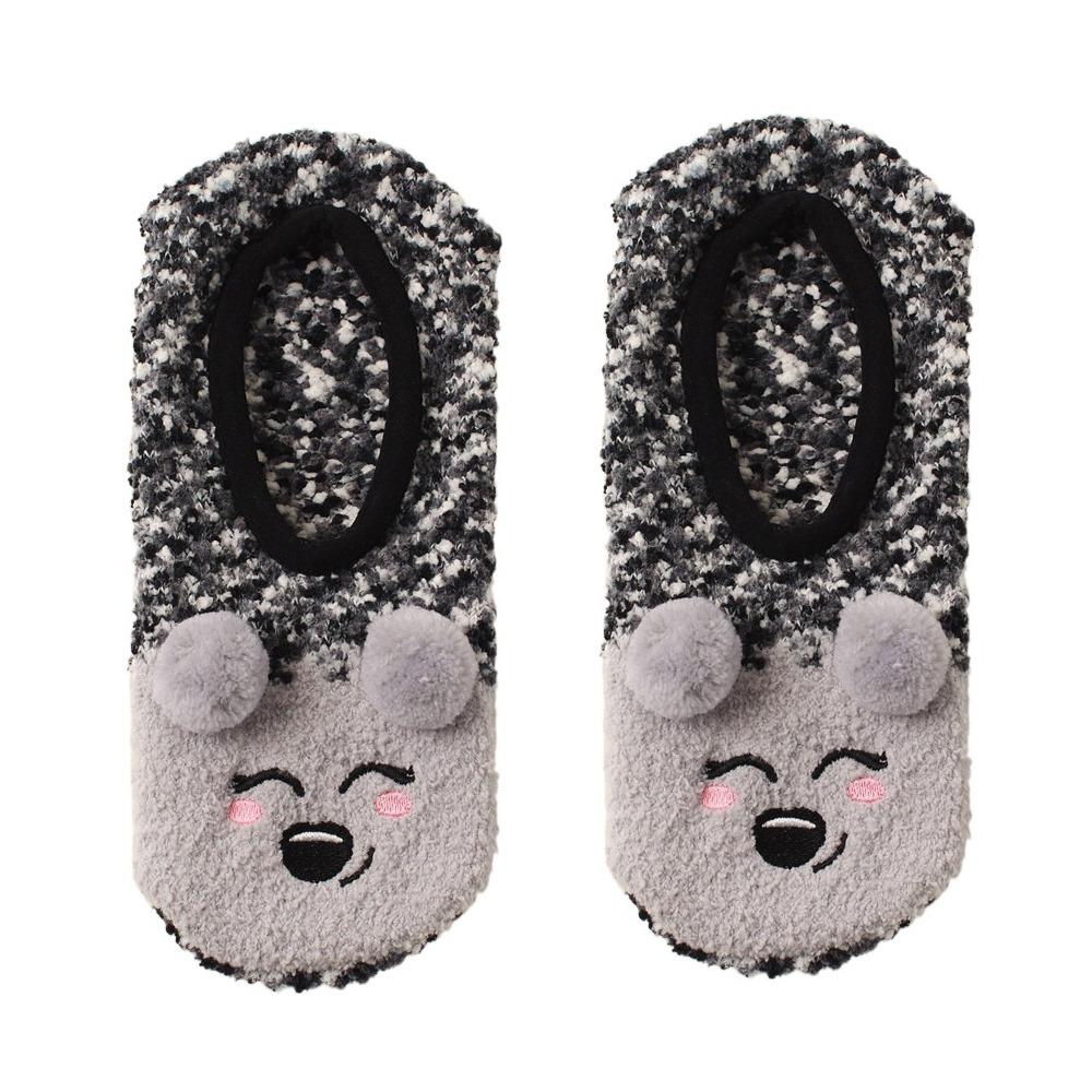 Мультяшные противоскользящие носки для пола коала рождественские домашние носки кавайные коралловые флисовые носки-лодочки для детей