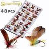 Fly Fishing Lures 96 or 48Pcs Flies Fishing Hooks Fishing Lures Fishing Bait Metal CrankHook Tools