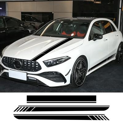 Наклейка на капот автомобиля Боковые полосы Наклейка на порог Для Mercedes Benz A-Class A45S W177 V177 A35 A45 W176 AMG Декоративные аксессуары Сделай сам