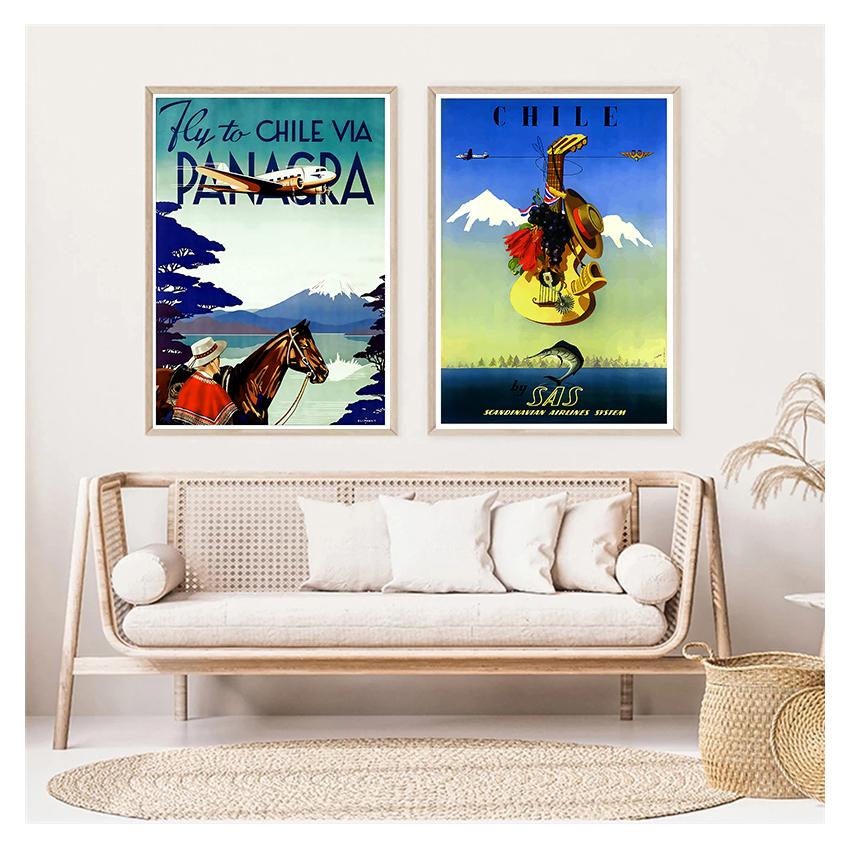 Pop Art Canvas Paintings Vintage Wall Kraft Posters Coated Wall Stickers Home Decorative Gift Travel To Chile San Diego Alpaca