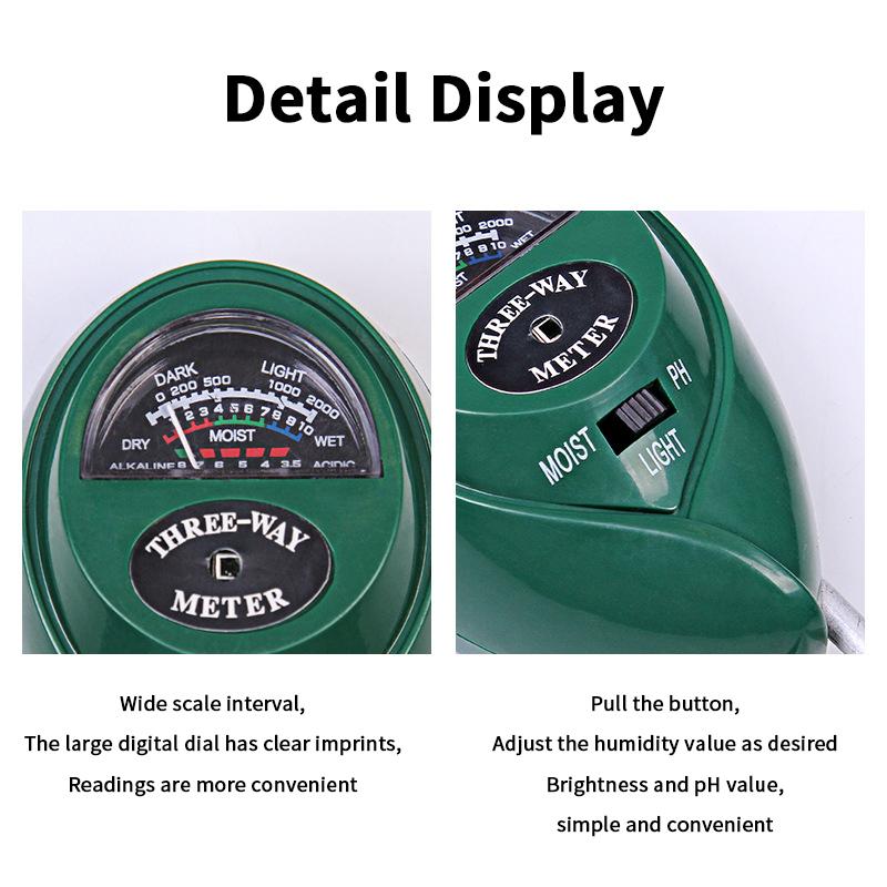 Plant Test Flower Instrument Tool 3 In 1 Soil Meter Moisture Light Ph Testers With 2 Probes Soil Monitor For Garden