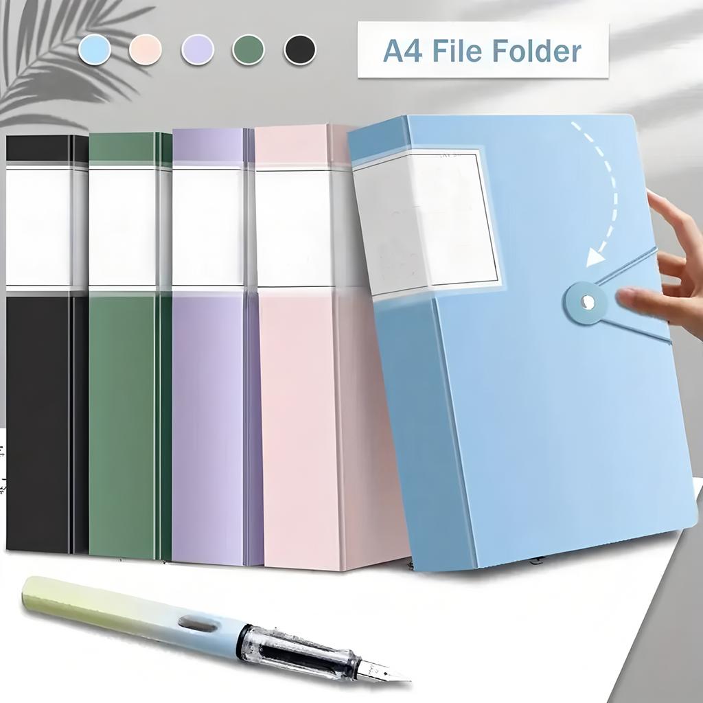 A4 Data Storage Book-100 Pages, Transparent File Pocket Storage and Organization, Document Data Sorting Book, Folder