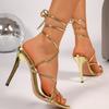 2026  Fashionable Women's Stiletto Heels Sexy Pointed Toe Sandals Summer Comfortable Open Toe Cross-strap Sandals Plus Size