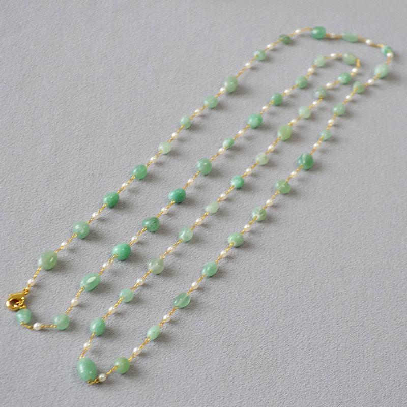 Womens Long Double Layered Sweater Necklace Handmade Natural Stone Beaded Chain Winter Fashion Jewelry