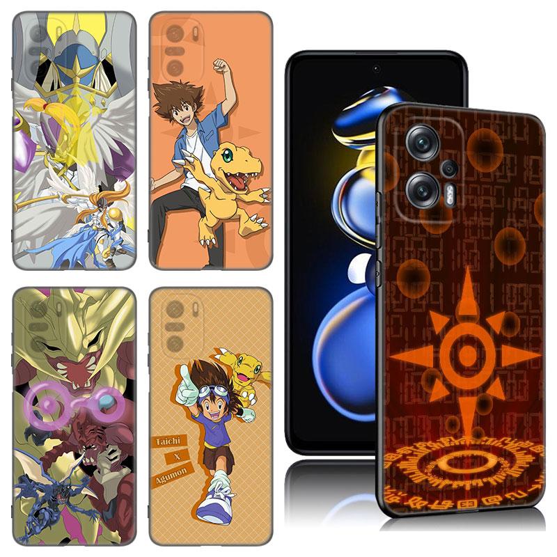 Цифровой монстр Digimon черный силиконовый чехол для телефона Xiaomi POCO X3 X4 NFC F5 M3 M4 M6 X5 X6 Pro F3 F4 GT 5G C55 C65 M5
