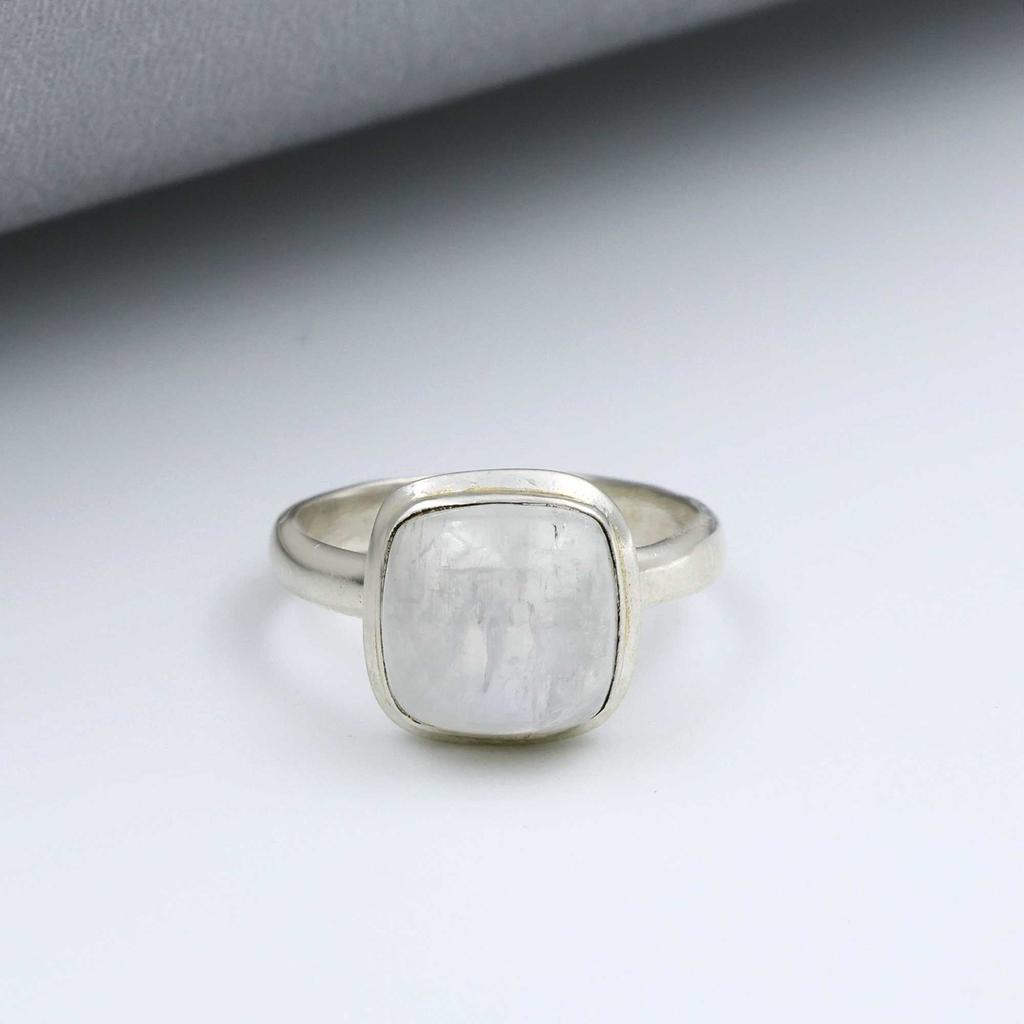 Rainbow Moonstone Ring, Gemstone Ring, Cushion Ring, Designer Ring, Anniversary Ring, Women Ring, Birthstone Ring, 925 Sterling Silver