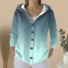 Женский модный повседневный свитер на пуговицах с принтом, кардиган, куртка с капюшоном
