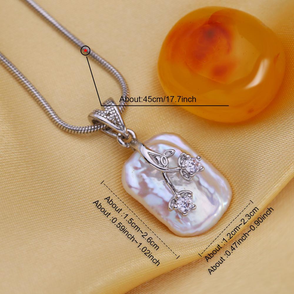 SENIKO Natural Freshwater Big Baroque Pearl Necklaces For Women Fashion Flower Cubic Zirconia Pendant With Chain Birhday Gift