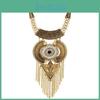 Boho Chic Long Necklace With Geometric Design And Multilayer Tassel For Spring Accessories