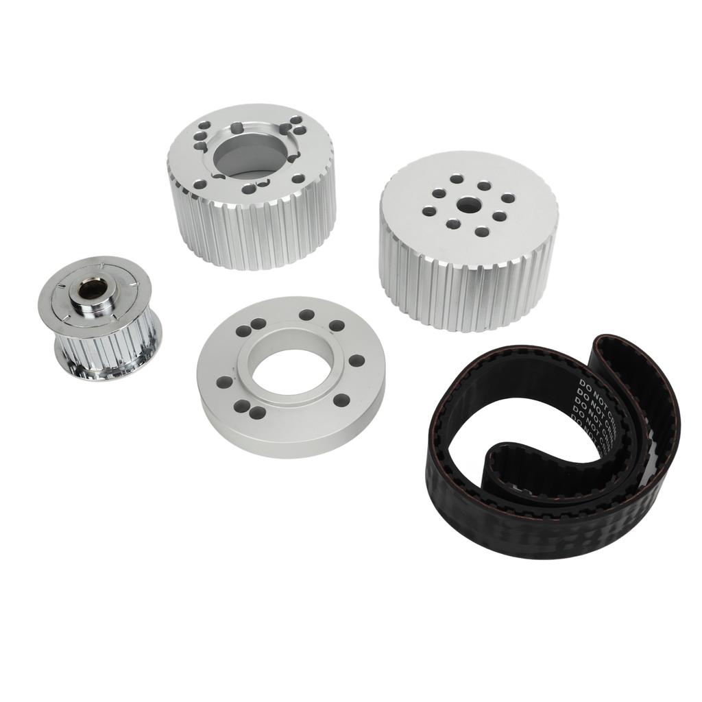 Belt Pulley Kit with 1.5in Width Cogged Belt PC2258 Replacement For Big Block 383 400 413 440 Engine Silver