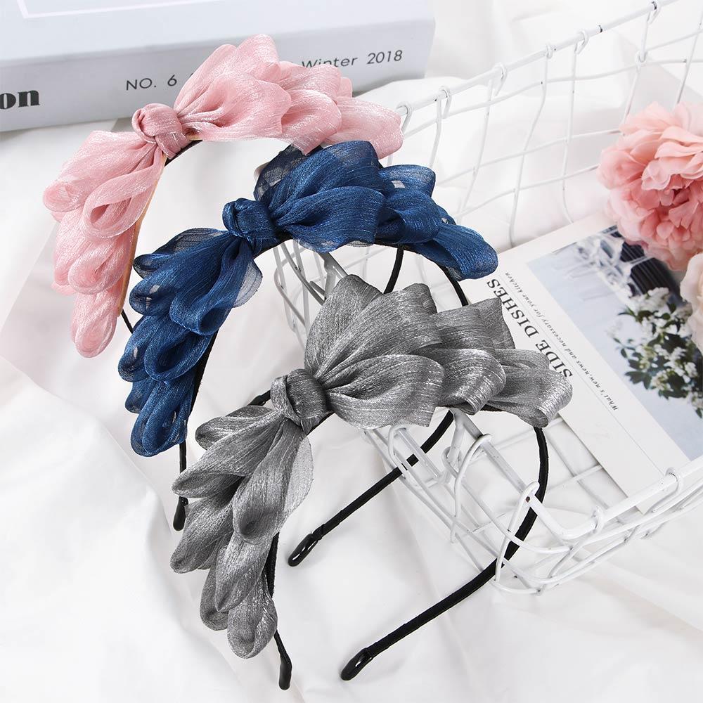 Сверкающая Кружевная Большая Бант Ободок для Волос Аксессуары для Волос Обруч для Головы Повязка на Голову