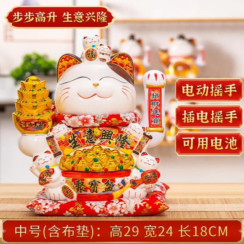 Керамическая кошка удачи Декор для дома Машущая рука кошка Фэн-шуй Керамическая статуэтка кошки удачи Kawaii Аксессуары для декора комнаты