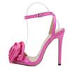 Fashion Silk Satin Rose Design Heeled Sandals Women Open Toe Party Dress Shoes Gladiator Sandals Women Summer Buckle Strap High Heels