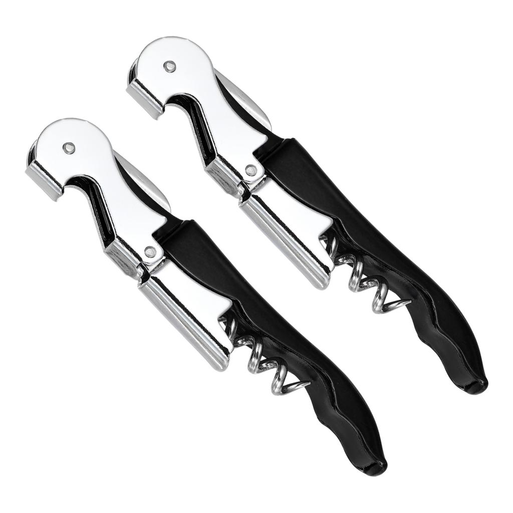 2/4Pcs Professional Waiters Corkscrew Stainless Steel Wine Key with Ergonomic Wood Grip Beer Bottle Opener and Foil Cutter