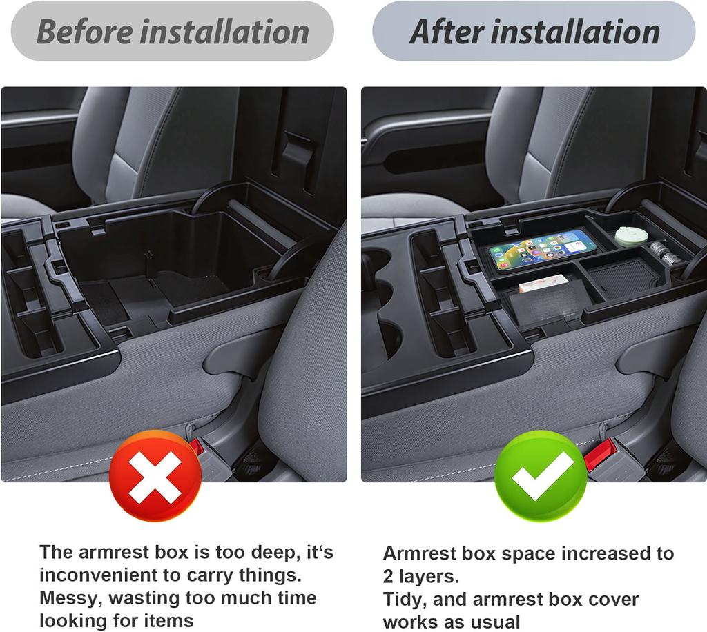 Sixthsmoy Center Console Organizer for 2014-2018 Chevy Silverado 1500 and GMC Sierra 1500 Armrest Storage Box Tray Accessories