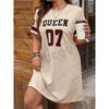 Summer New Women's Queen No.07 Graphic Printed Short Sleeved T-shirt Girls Dress Sports Casual Jersey Y2K Loose Maternity Dress