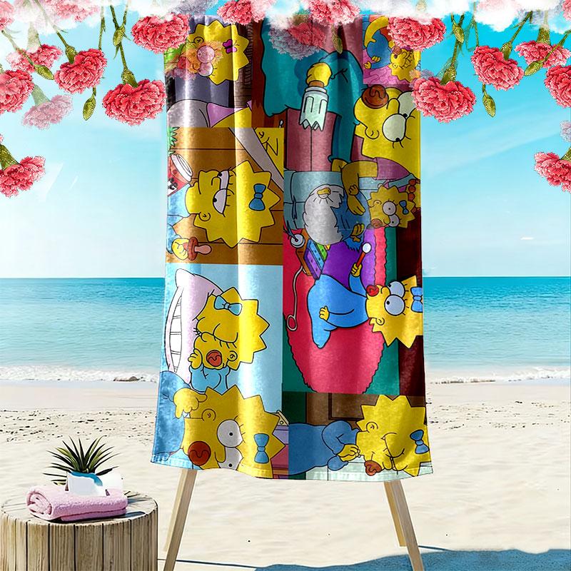 Maggie Simpson Print Beach Towel, Large Soft Quick Dry Towel for Beach Camping Swimming