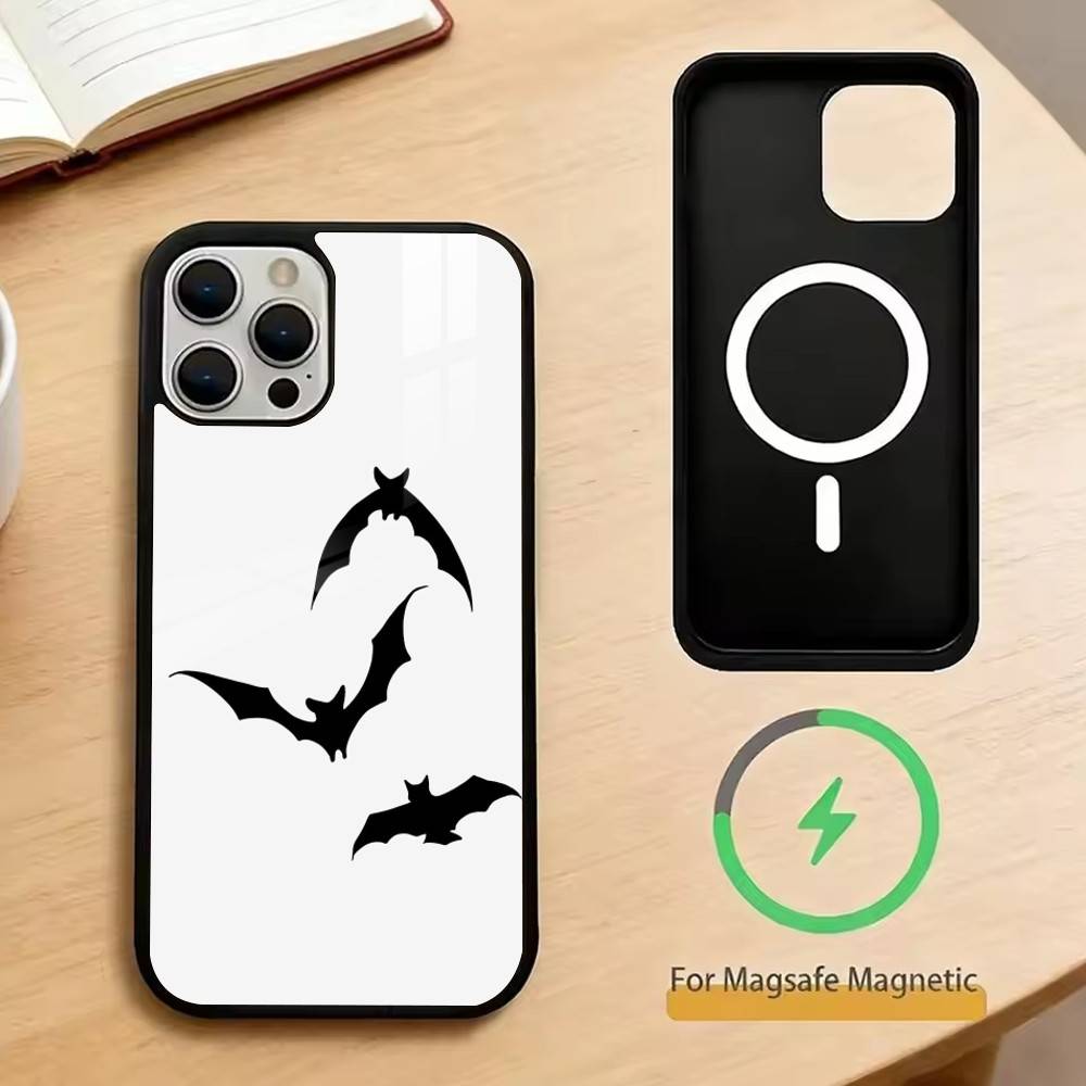 Летучая мышь Паук Узор Матовая текстура Чехол для телефона Для iPhone17,16,15,14,13,12,11 Plus,Pro Магнитный с Magsafe Беспроводная зарядка