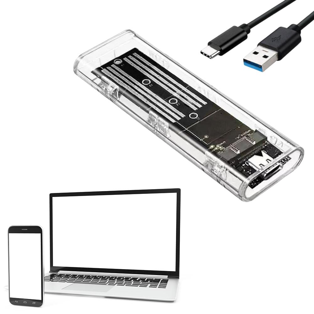 M.2 NGFF SATA Тип C USB 3.1 Корпус для жесткого диска Внешний SSD-адаптер Прозрачный внешний корпус для SSD 10 Гбит/с для 2230 2242 2260 2280