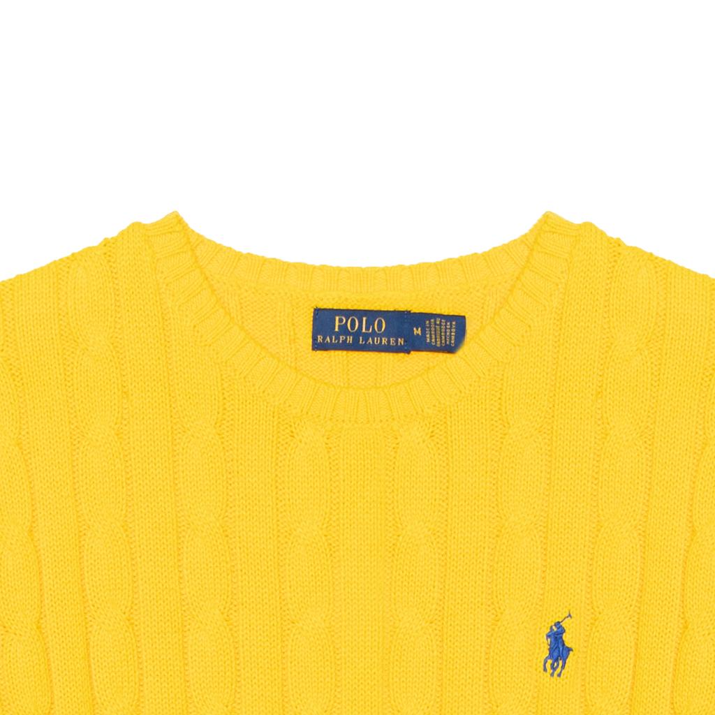 Polo Ralph Lauren SS23 Solid Color Logo Embroidered Cable Knit Sweater Women Sweater Yellow WMPOSWENC020616-700