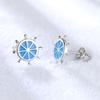 New 925 Sterling Silver Women Ear Studs Fashion Crystal Glue Blue Rudder A Pair Earrings Jewelry Festival Gift