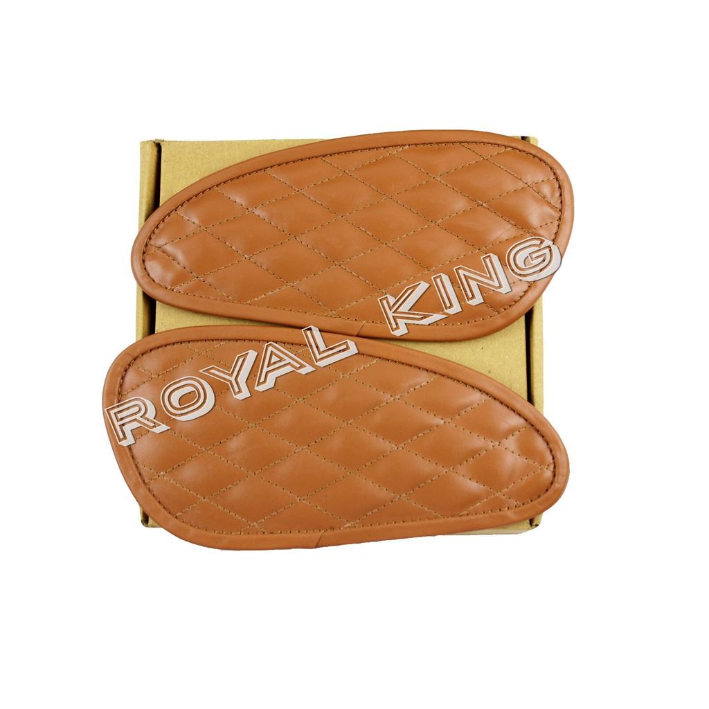 Premium "Quilted Brown Leather Tank Pads" Fit for Royal Enfield Interceptor 650