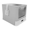 Enclosed Cat Litter Box Stainless Steel Large Drawer Style Odor Proof Anti Splashing Foldable Cat
