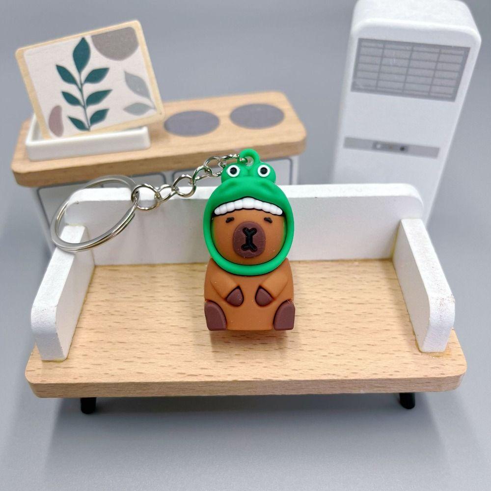 Turtle Cartoon Keychain PVC Animal Pendant Funny Capybara Key Ring Girls