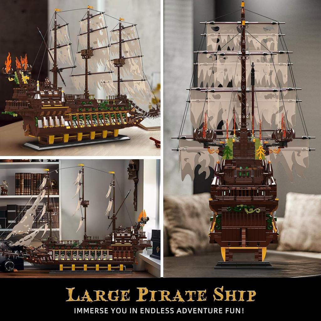 MOULD KING 13197 Пиратский корабль строительный блок MOC Летающий Дактман пиратский корабль модель сборки корабля игрушки дети рождественские подарки