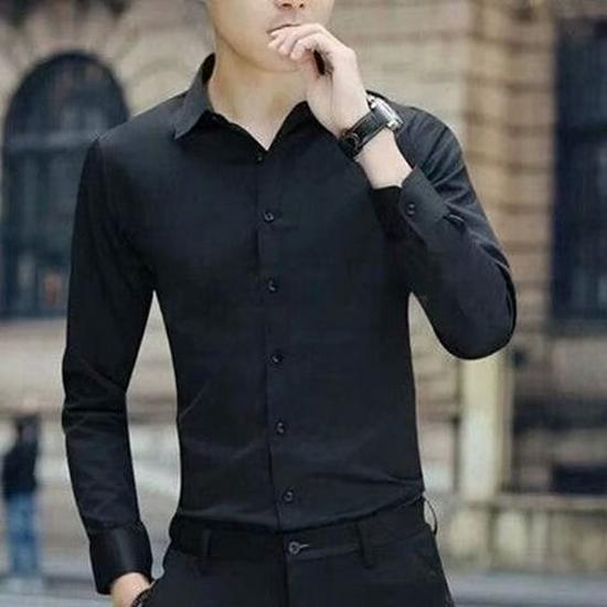 Men's Long Sleeve White Slim Fit Shirt - Professional Autumn Trend Korean Style