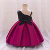 Baby Girl Formal Dress Bowknot Slant Shoulder Party Gown Toddler Princess Events Winter