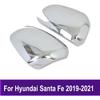 Накладка на зеркало заднего вида боковой двери, совместимая с Hyundai Santa Fe 2019 2020 2021, хромированные наружные аксессуары, наклейка на автомобиль (цвет : АБС-пластик, углеродное волокно),