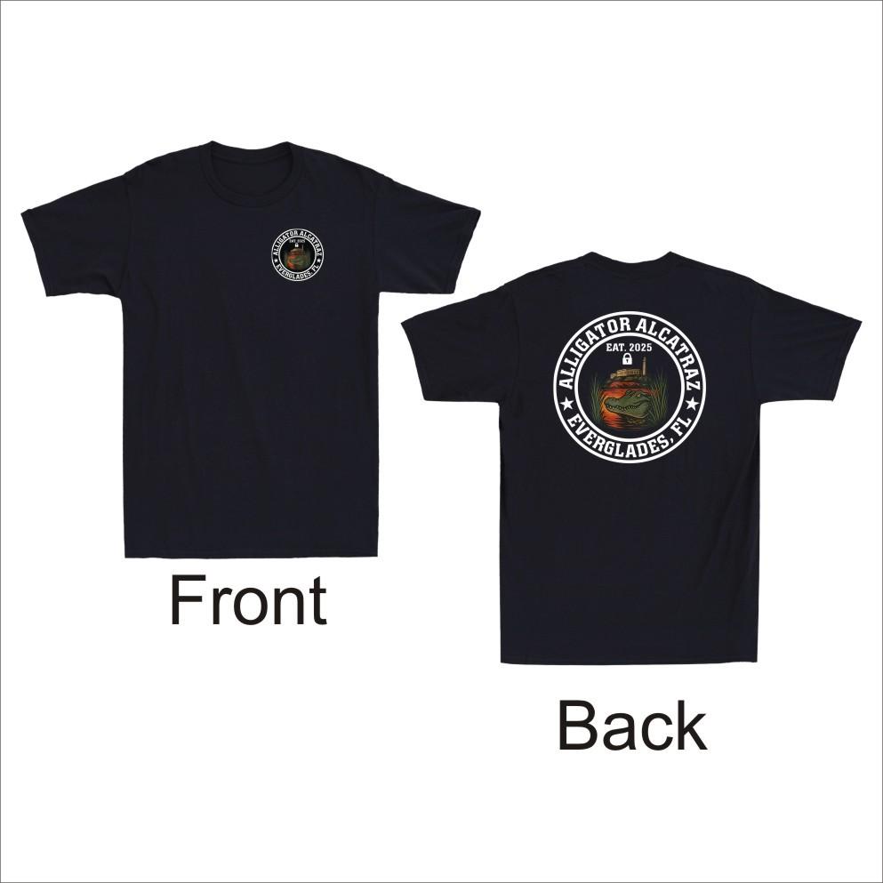 Crocodile Alcatraz Florida Everglass Imitation (Front&Back Print) Men's T-shirt