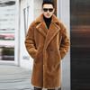 Warm Winter Men's Leather Jacket New Style Sheep Shearling Long Alpaca Wool Coat Men's Fur Windbreaker Jacket
