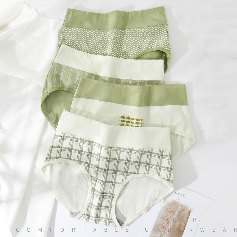 4 шт. хлопковые женские трусики с высокой талией, нижнее белье для похудения, большие размеры, дышащие милые трусики для девочек, мягкое женское белье