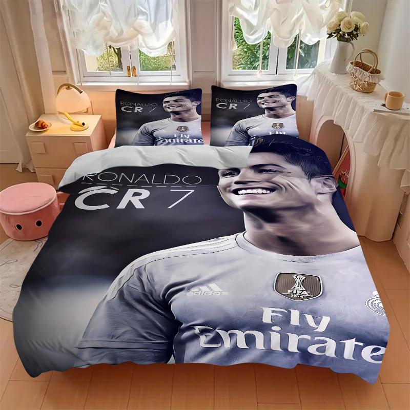 Ronaldo Cr7 Football Legend Print 3Pcs Bedding Setduvet Cover With 2 Bedropillowcase Home Birthday Gift