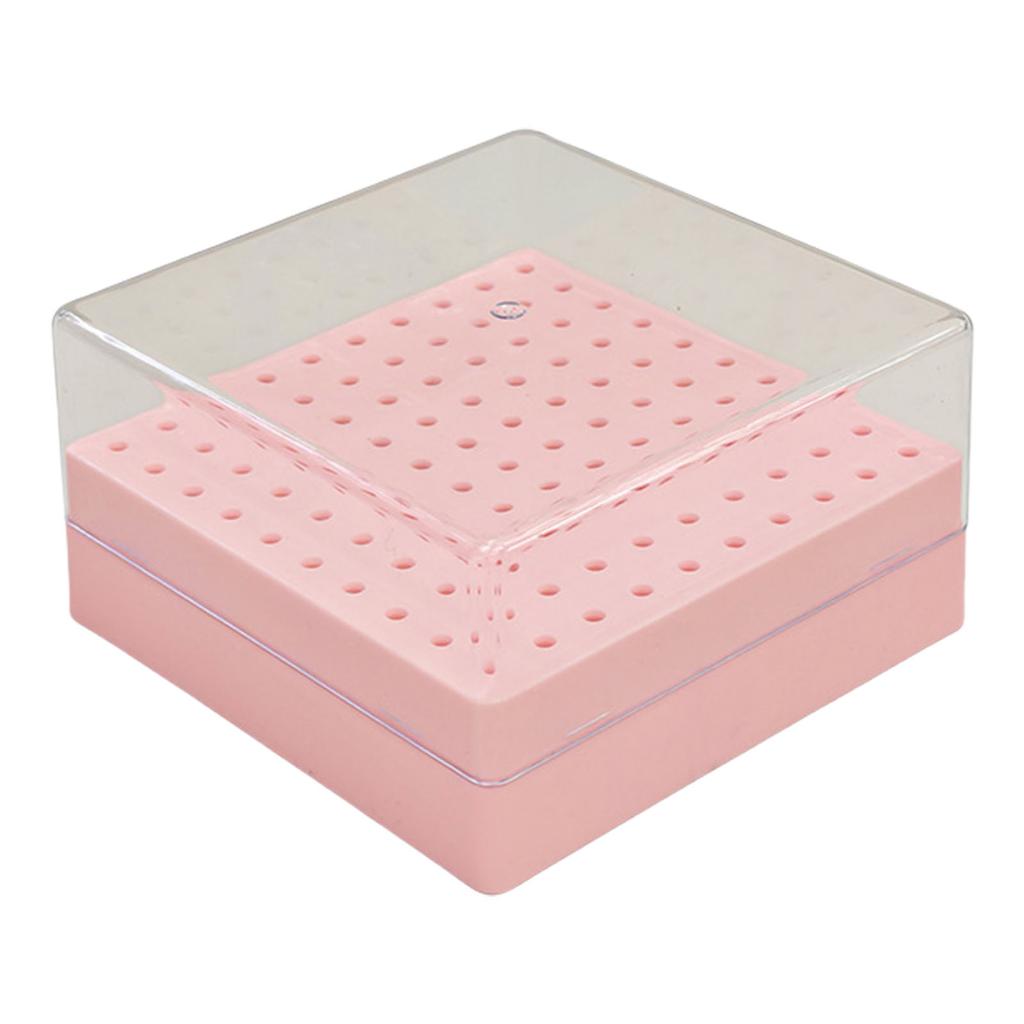 100 Hole Nail Drill Bit Organizer Box Practical Plastic Storage Case With Transparent Cover For Manicure Tools