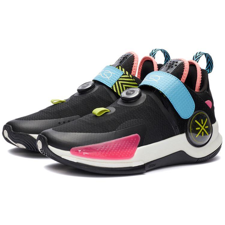 Li-Ning Баскетбольные кроссовки Fission 7 V2 с амортизацией, износостойкие, нескользящие, низкие, мужские, цвет черный, синий, розовый ABPR047-14