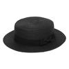 Round Flat Caps Women Large Brim Straw Bowler Boater Sun Hat Ladies Summer Beach Travel Solid Sunhat